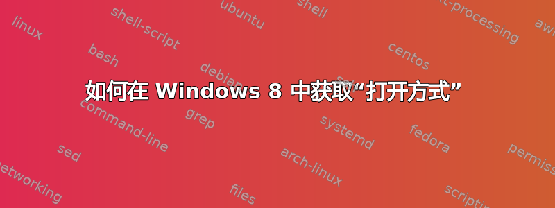 如何在 Windows 8 中获取“打开方式”