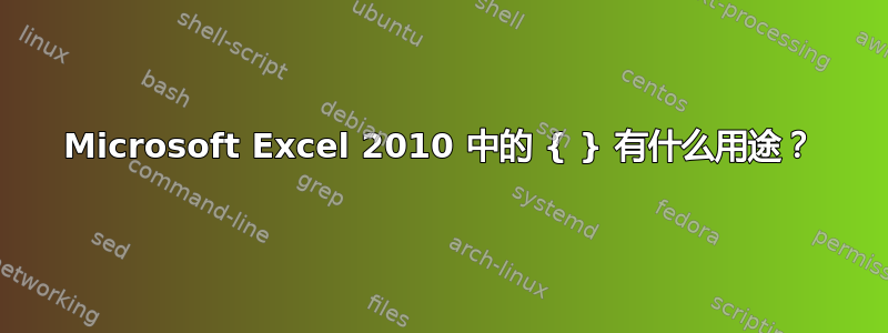 Microsoft Excel 2010 中的 { } 有什么用途？