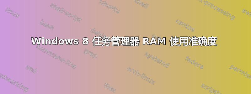 Windows 8 任务管理器 RAM 使用准确度