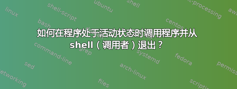 如何在程序处于活动状态时调用程序并从 shell（调用者）退出？