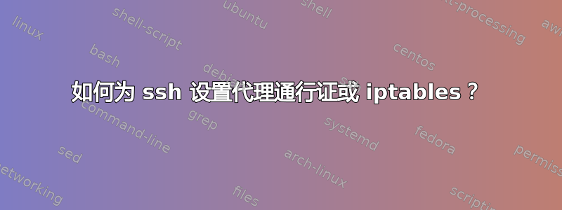 如何为 ssh 设置代理通行证或 iptables？