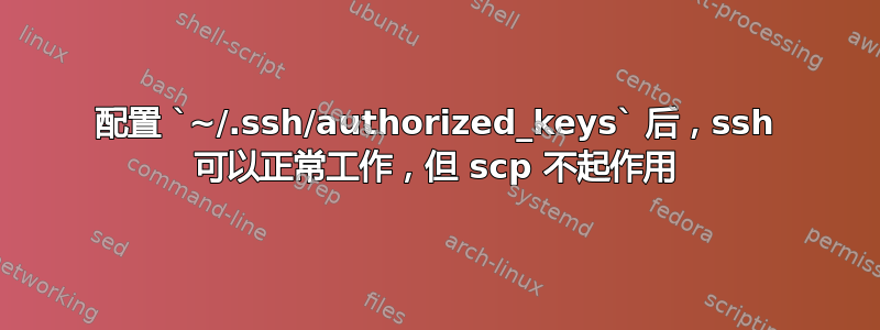 配置 `~/.ssh/authorized_keys` 后，ssh 可以正常工作，但 scp 不起作用