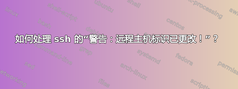 如何处理 ssh 的“警告：远程主机标识已更改！”？