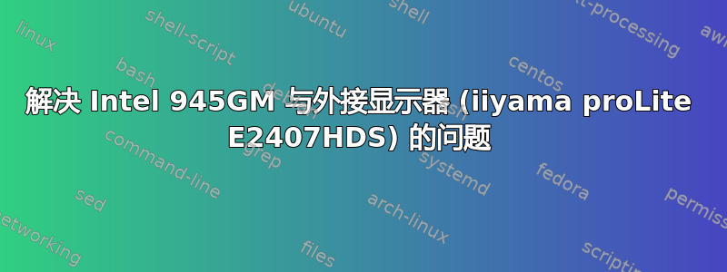 解决 Intel 945GM 与外接显示器 (iiyama proLite E2407HDS) 的问题