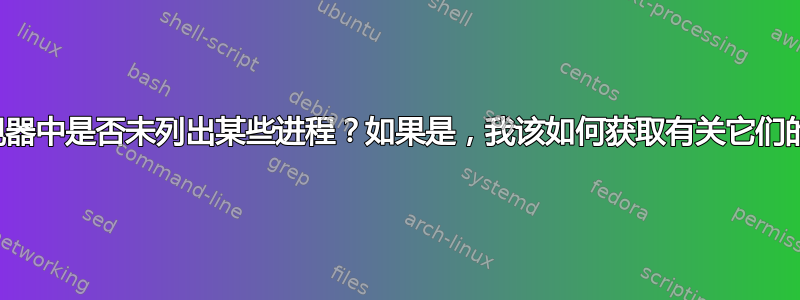 活动监视器中是否未列出某些进程？如果是，我该如何获取有关它们的信息？