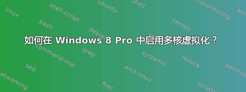 如何在 Windows 8 Pro 中启用多核虚拟化？