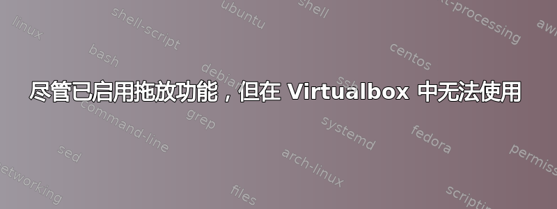 尽管已启用拖放功能，但在 Virtualbox 中无法使用