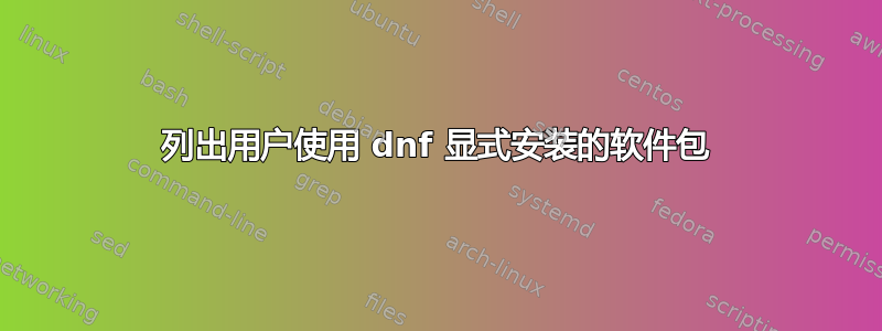 列出用户使用 dnf 显式安装的软件包