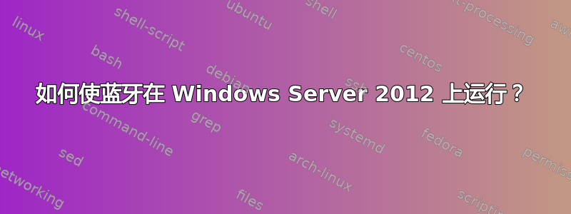 如何使蓝牙在 Windows Server 2012 上运行？