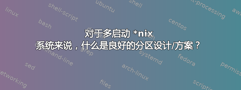 对于多启动 *nix 系统来说，什么是良好的分区设计/方案？