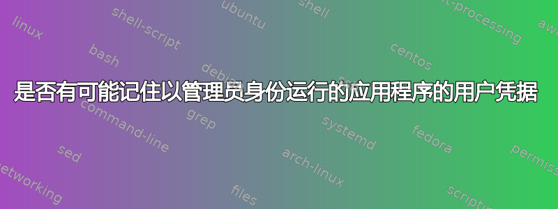 是否有可能记住以管理员身份运行的应用程序的用户凭据