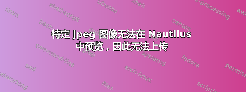 特定 jpeg 图像无法在 Nautilus 中预览，因此无法上传