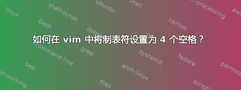 如何在 vim 中将制表符设置为 4 个空格？