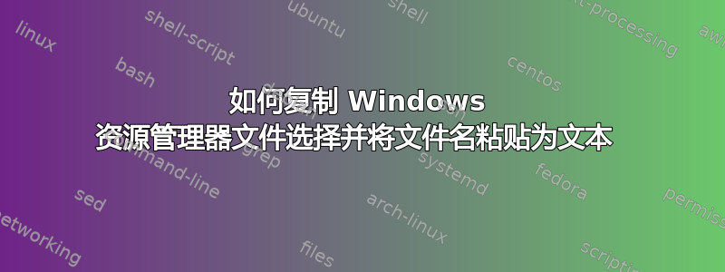 如何复制 Windows 资源管理器文件选择并将文件名粘贴为文本 