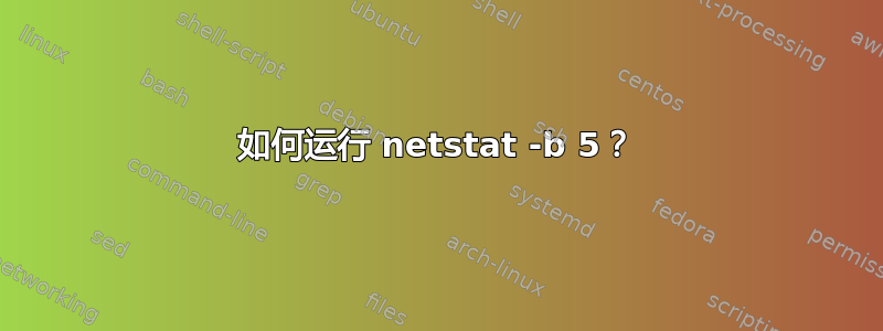 如何运行 netstat -b 5？