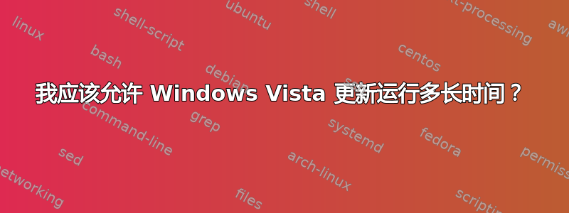 我应该允许 Windows Vista 更新运行多长时间？