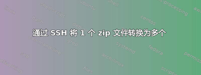 通过 SSH 将 1 个 zip 文件转换为多个