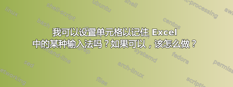 我可以设置单元格以记住 Excel 中的某种输入法吗？如果可以，该怎么做？