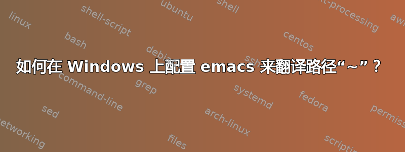 如何在 Windows 上配置 emacs 来翻译路径“~”？