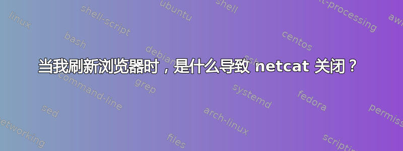 当我刷新浏览器时，是什么导致 netcat 关闭？