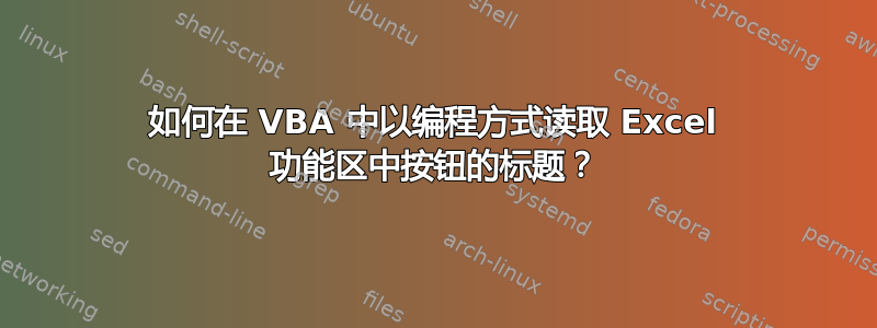 如何在 VBA 中以编程方式读取 Excel 功能区中按钮的标题？