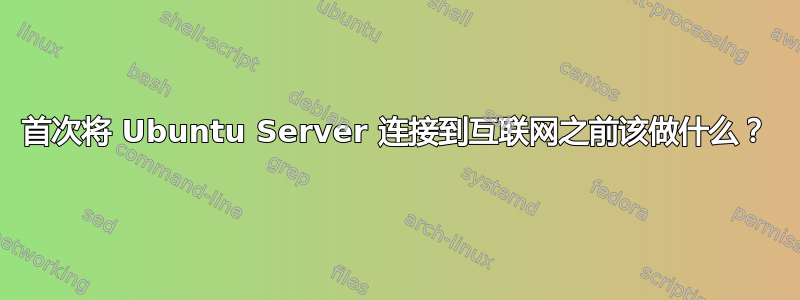 首次将 Ubuntu Server 连接到互联网之前该做什么？