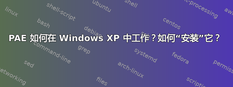 PAE 如何在 Windows XP 中工作？如何“安装”它？