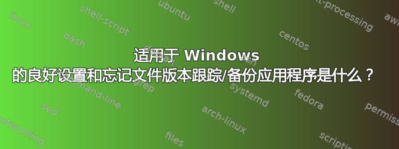 适用于 Windows 的良好设置和忘记文件版本跟踪/备份应用程序是什么？ 