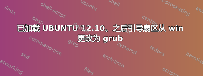 已加载 UBUNTU 12.10。之后引导扇区从 win 更改为 grub