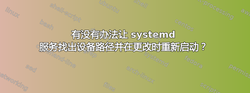 有没有办法让 systemd 服务找出设备路径并在更改时重新启动？