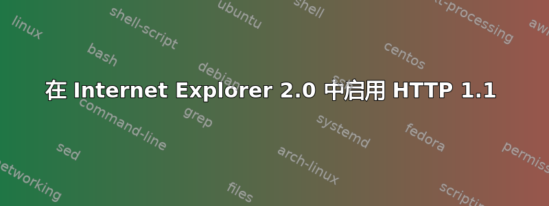 在 Internet Explorer 2.0 中启用 HTTP 1.1