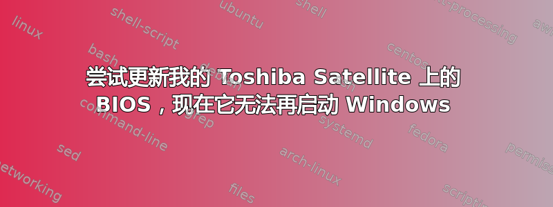 尝试更新我的 Toshiba Satellite 上的 BIOS，现在它无法再启动 Windows