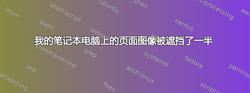 我的笔记本电脑上的页面图像被遮挡了一半