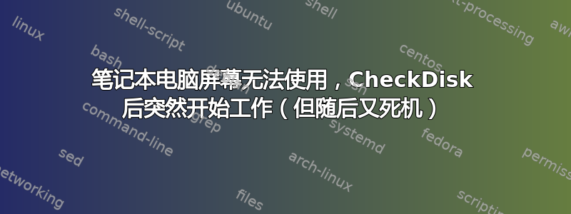 笔记本电脑屏幕无法使用，CheckDisk 后突然开始工作（但随后又死机）