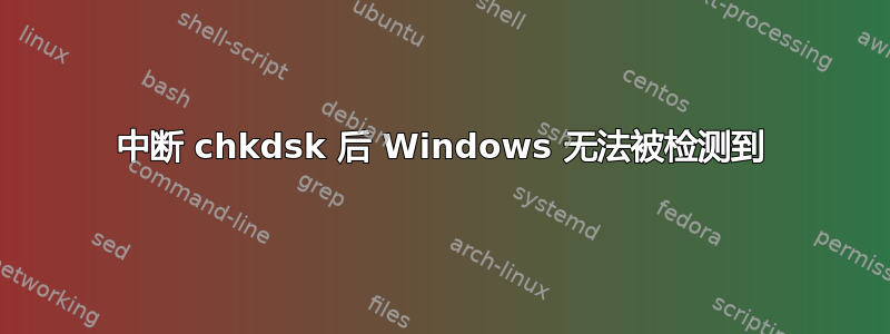 中断 chkdsk 后 Windows 无法被检测到