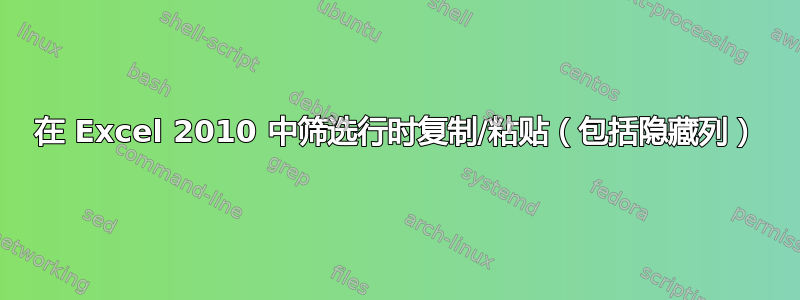 在 Excel 2010 中筛选行时复制/粘贴（包括隐藏列）