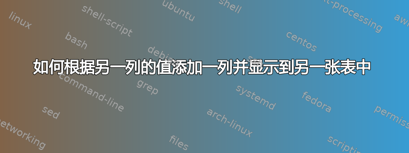 如何根据另一列的值添加一列并显示到另一张表中