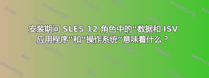 安装期间 SLES 12 角色中的“数据和 ISV 应用程序”和“操作系统”意味着什么？