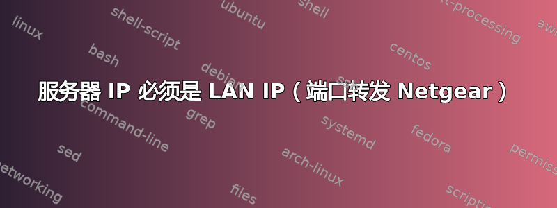 服务器 IP 必须是 LAN IP（端口转发 Netgear）