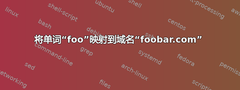 将单词“foo”映射到域名“foobar.com”