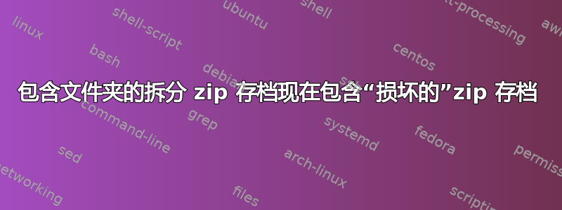 包含文件夹的拆分 zip 存档现在包含“损坏的”zip 存档