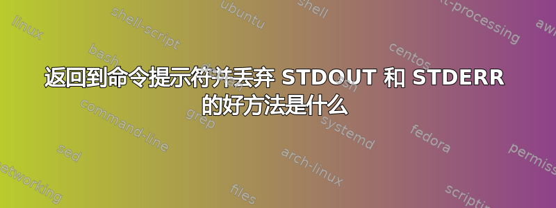 返回到命令提示符并丢弃 STDOUT 和 STDERR 的好方法是什么