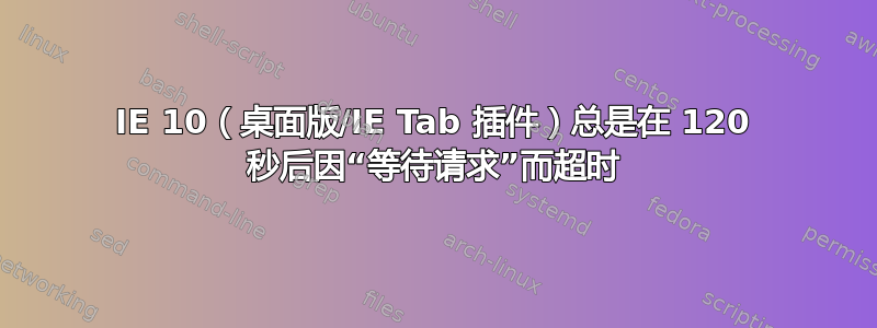 IE 10（桌面版/IE Tab 插件）总是在 120 秒后因“等待请求”而超时