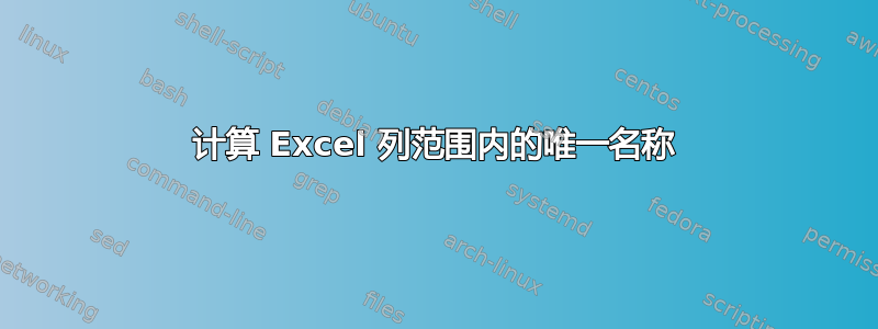 计算 Excel 列范围内的唯一名称