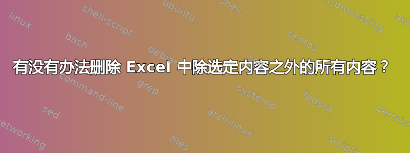 有没有办法删除 Excel 中除选定内容之外的所有内容？