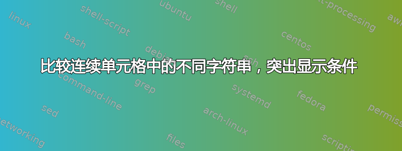 比较连续单元格中的不同字符串，突出显示条件