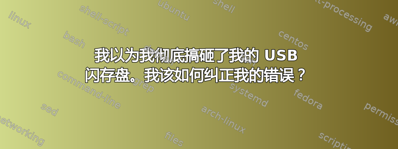 我以为我彻底搞砸了我的 USB 闪存盘。我该如何纠正我的错误？