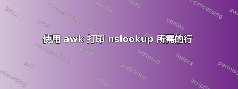 使用 awk 打印 nslookup 所需的行