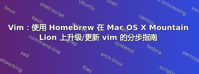 Vim：使用 Homebrew 在 Mac OS X Mountain Lion 上升级/更新 vim 的分步指南