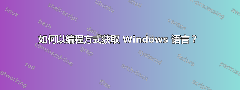 如何以编程方式获取 Windows 语言？